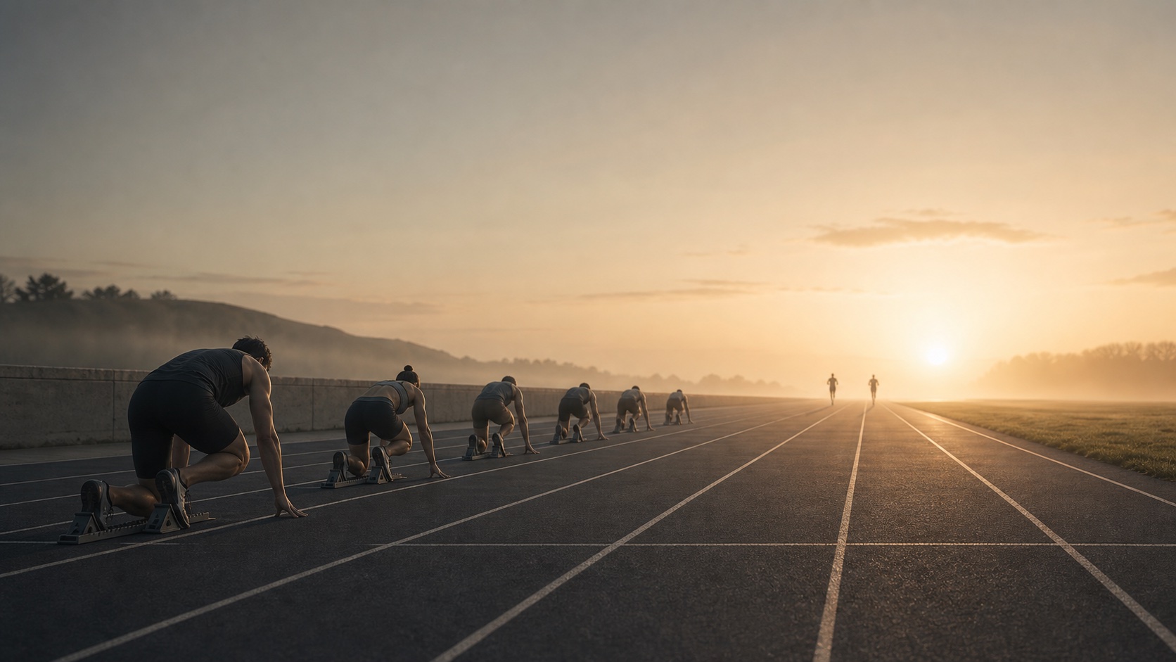 A starting line that almost nobody has crossed yet — the race you think you are losing has barely started